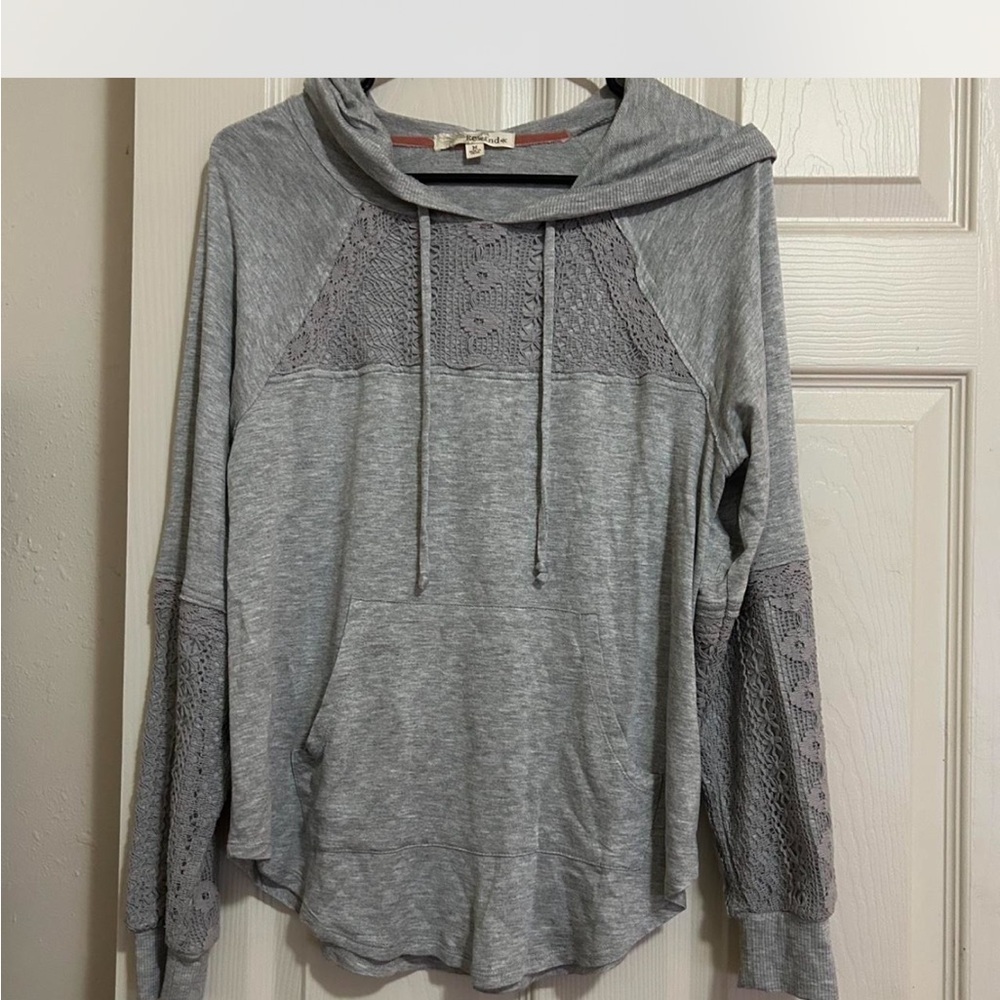 Gray lacy long sleeve shirt/hoodie